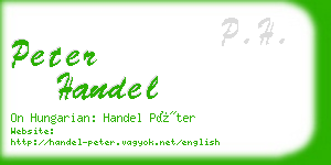 peter handel business card